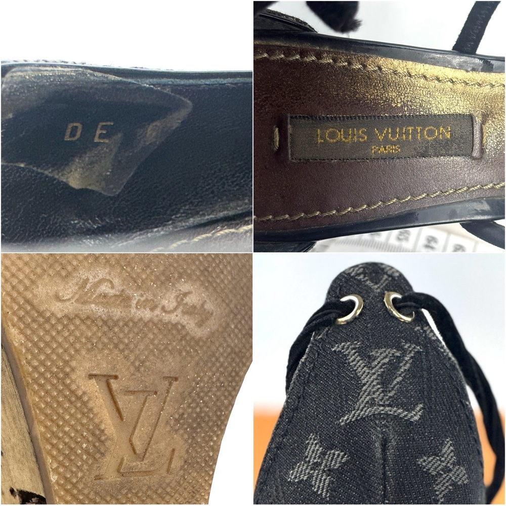 ❌SOLDX 💎Louis Vuitton Black Denim Wedges - Picture 13 of 16